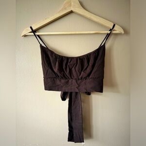 Better Be Tie top Brown SZ S adjustable straps non-stretch summer